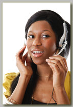 Young woman using a phone headset