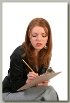 Woman using a clipboard