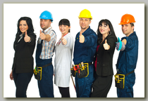 Young workers giving a "thumbs-up"